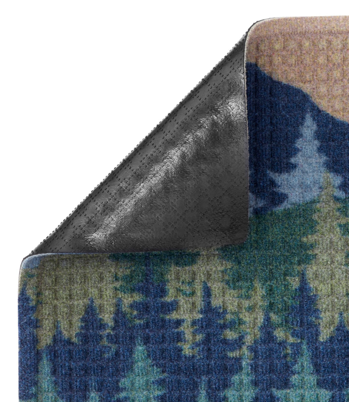 L.L.Bean Printed Recycled Waterhog Doormat, Pine Trees Blue/Green