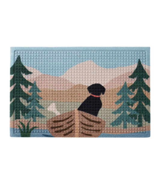 L.L.Bean Printed Recycled Waterhog Doormat, Row Boat Sand/Green