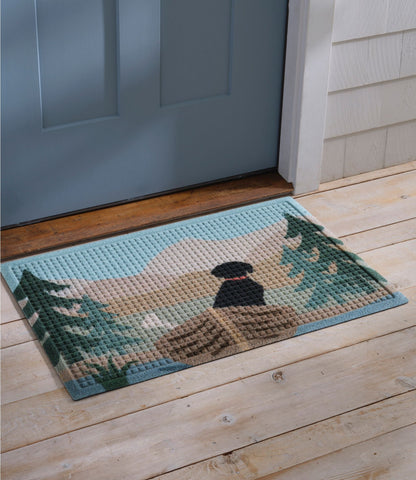 L.L.Bean Printed Recycled Waterhog Doormat, Row Boat Sand/Green