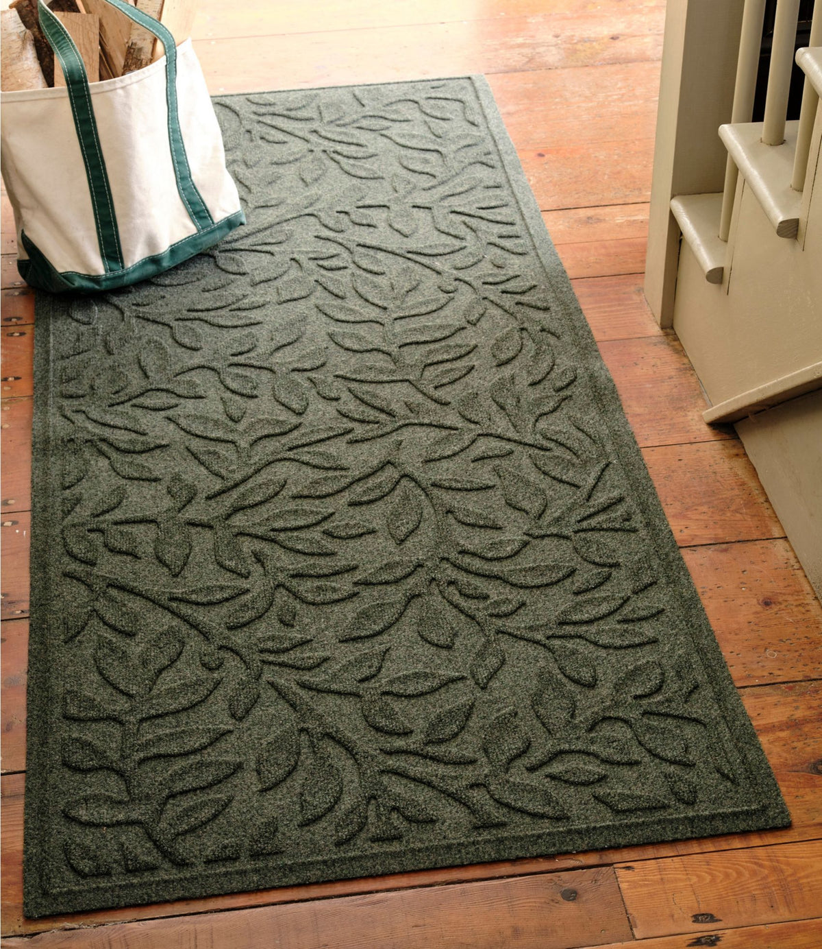 L.L.Bean Heavyweight Recycled Waterhog Mat Runner, Woodland Leaf Graphite