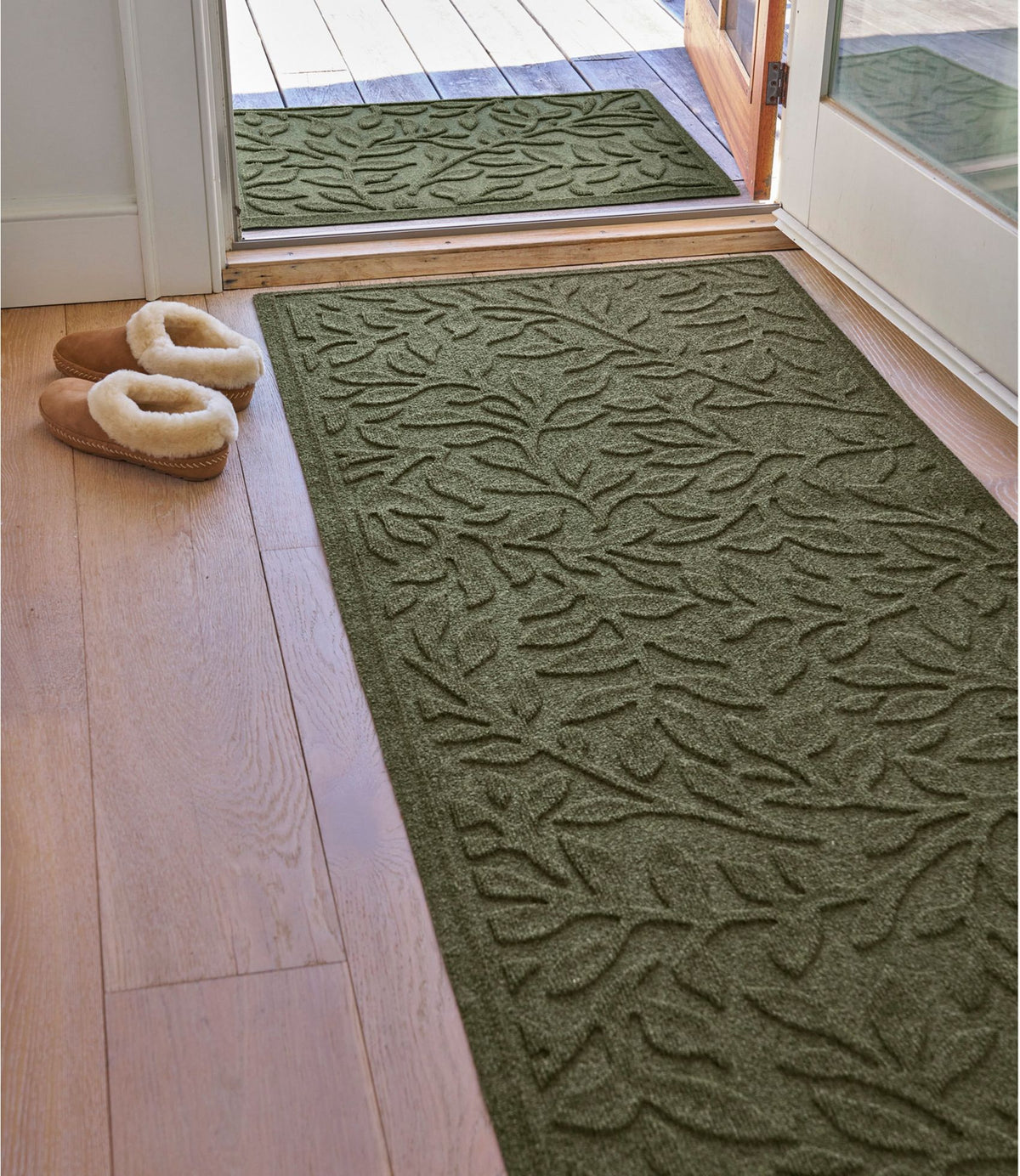 L.L.Bean Heavyweight Recycled Waterhog Mat Runner, Woodland Leaf Graphite