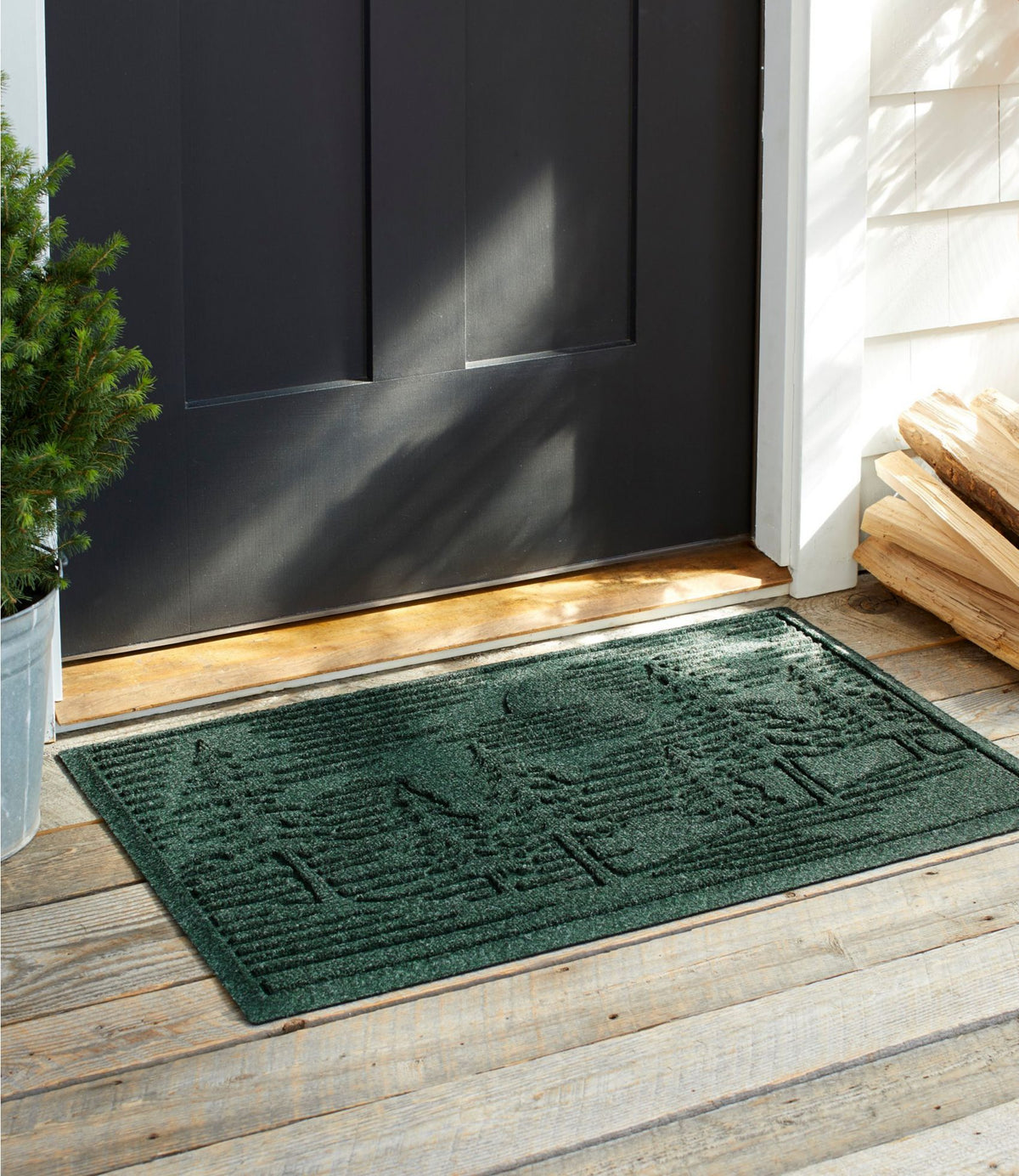 L.L.Bean Everyspace Recycled Waterhog Doormat, Pine Trees Evergreen