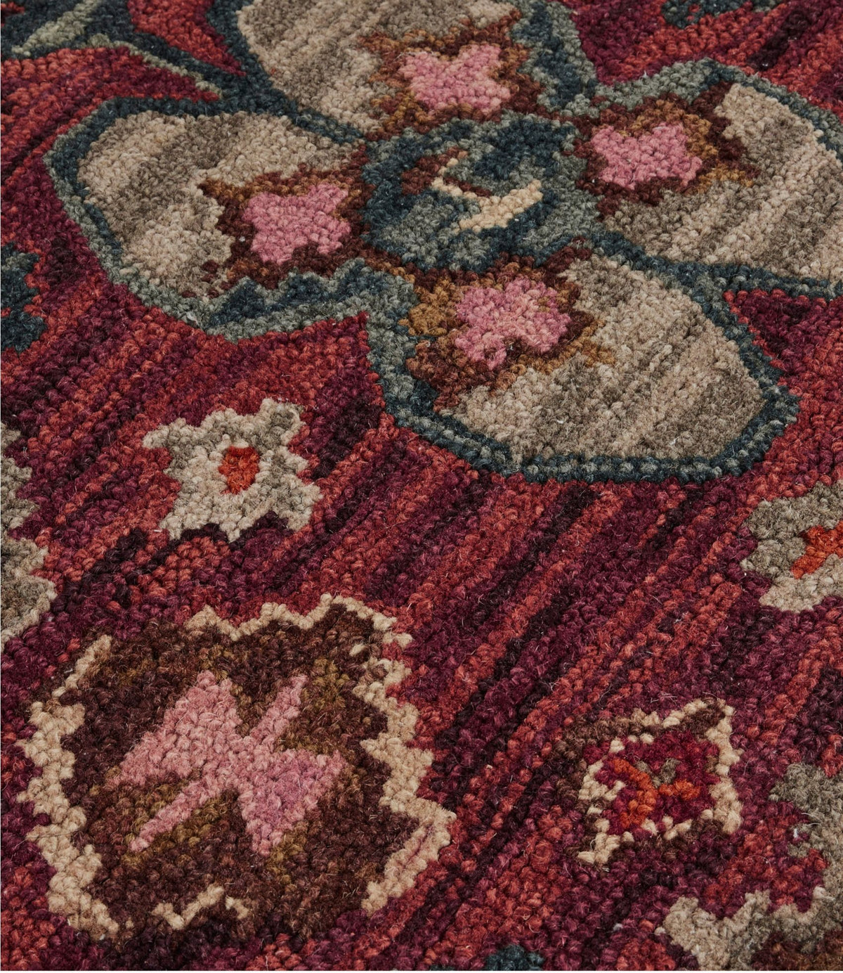 L.L.Bean Double Border Wool Hooked Rug, Sienna Multi Sienna Multi