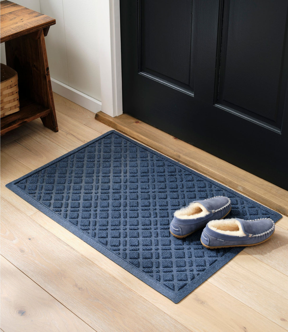 L.L.Bean Heavyweight Recycled Waterhog Doormat, Plaid Greige