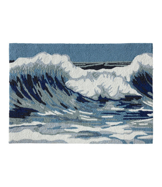 L.L.Bean Indoor/Outdoor Vacationland Rug, Ocean Waves Multi
