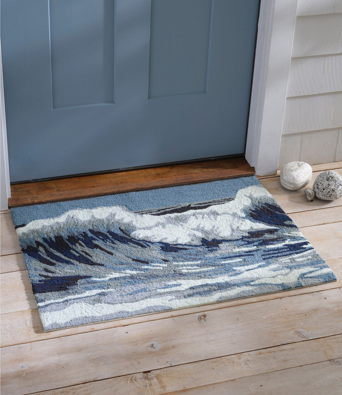 L.L.Bean Indoor/Outdoor Vacationland Rug, Ocean Waves Multi