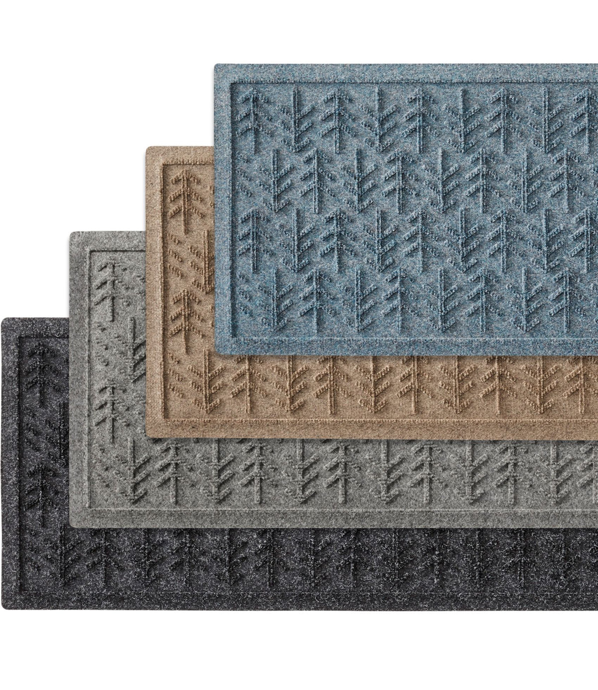 L.L.Bean Everyspace Recycled Waterhog Boot Mat, Trees Bluestone