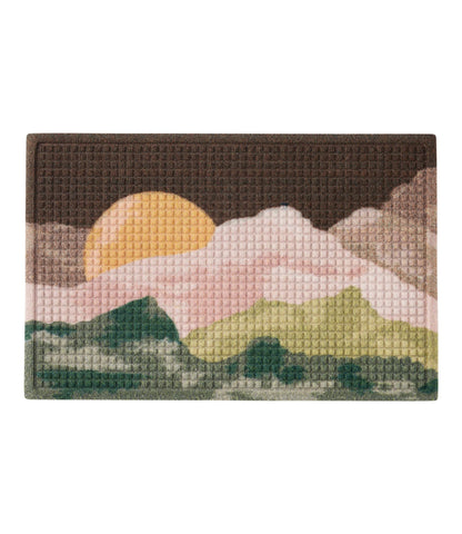 L.L.Bean Printed Recycled Waterhog Doormat, Sunset Pink Clay/Green