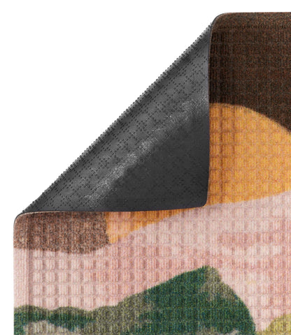 L.L.Bean Printed Recycled Waterhog Doormat, Sunset Pink Clay/Green
