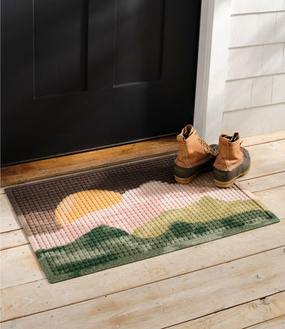 L.L.Bean Printed Recycled Waterhog Doormat, Sunset Pink Clay/Green