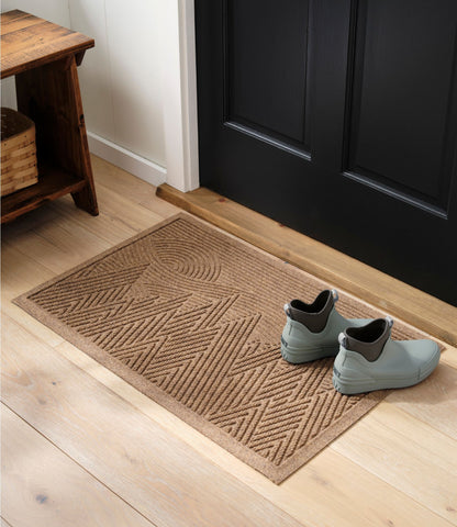 L.L.Bean Everyspace Recycled Waterhog Doormat, Mountain Scene Camel