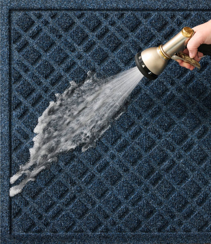 L.L.Bean Heavyweight Recycled Waterhog Mat, Runner, Plaid Graphite
