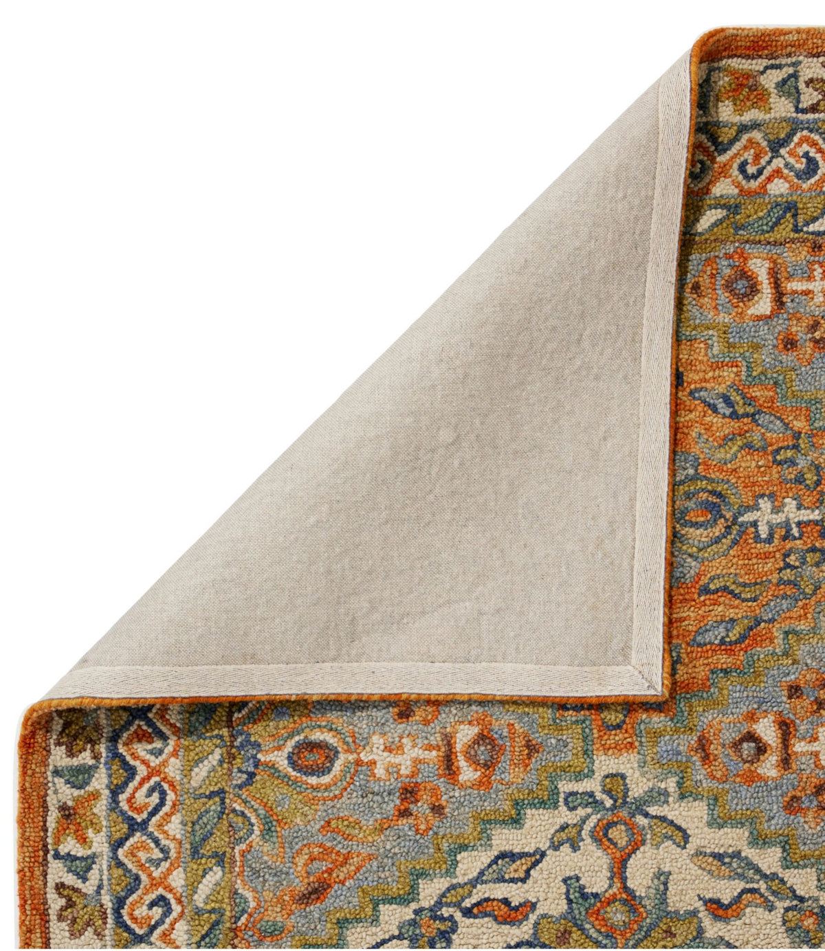 L.L.Bean Bordered Medallion Wool Tufted Rug Slate