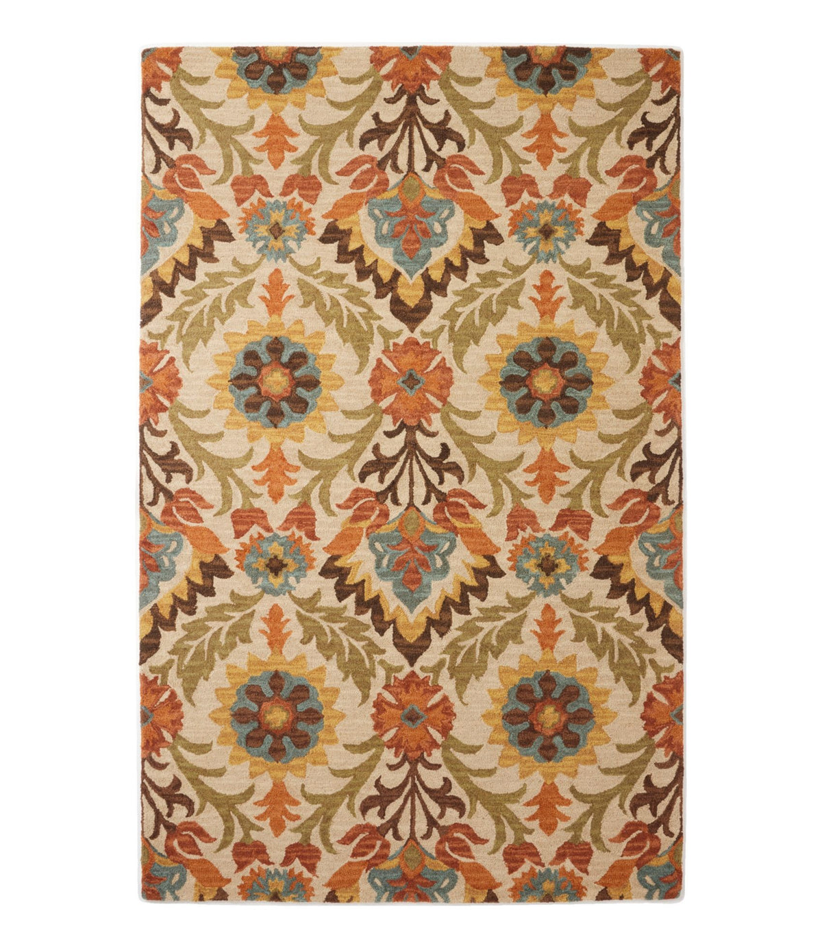 L.L.Bean Woodland Wool Hooked Rug Burnt Sienna/Gold