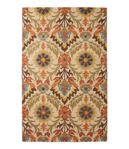 L.L.Bean Woodland Wool Hooked Rug Burnt Sienna/Gold