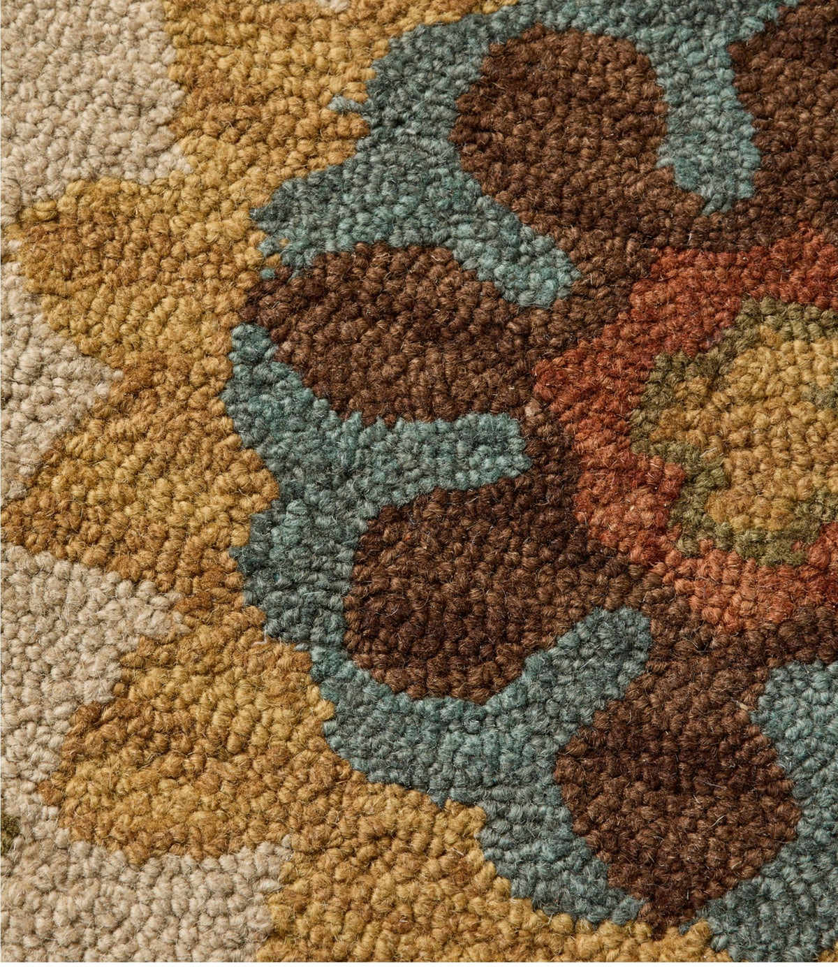 L.L.Bean Woodland Wool Hooked Rug Burnt Sienna/Gold