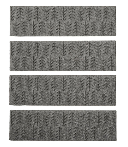 L.L.Bean Everyspace Recycled Waterhog Mat, Stair Treads, Set of Four, Trees Medium Gray