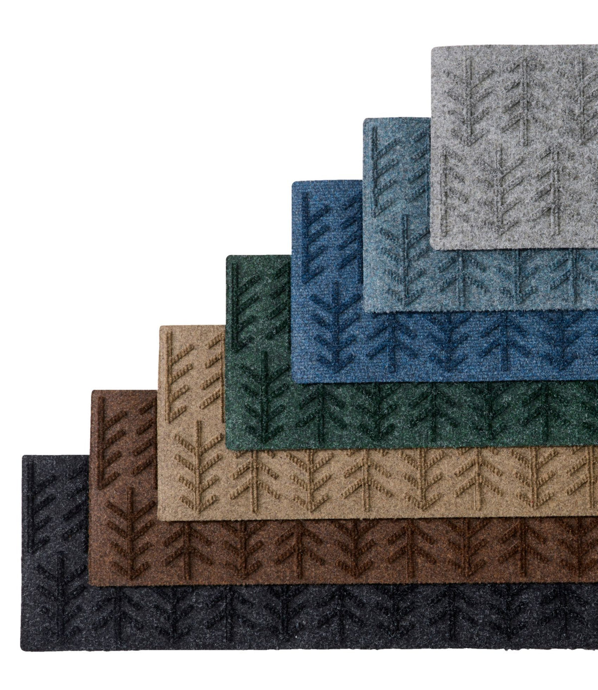 L.L.Bean Everyspace Recycled Waterhog Mat, Stair Treads, Set of Four, Trees Medium Gray