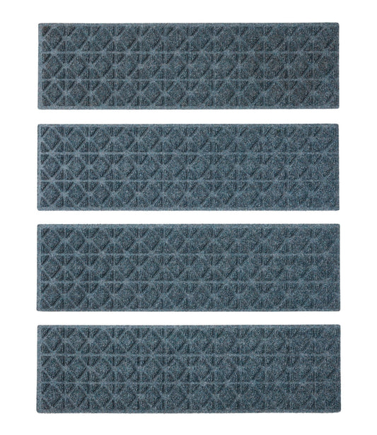 L.L.Bean Everyspace Recycled Waterhog Mat, Stair Treads, Set of Four, Tiles Bluestone