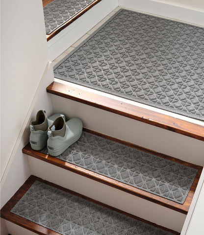 L.L.Bean Everyspace Recycled Waterhog Mat, Stair Treads, Set of Four, Tiles Bluestone