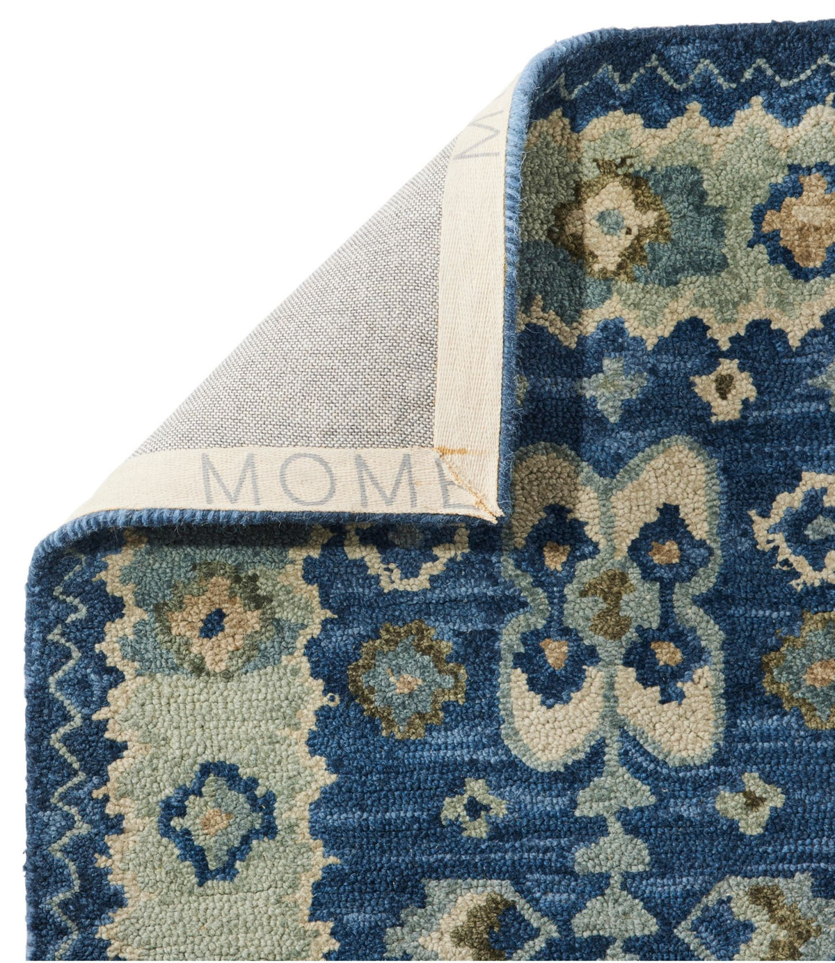 L.L.Bean Double Border Wool Hooked Runner Blue