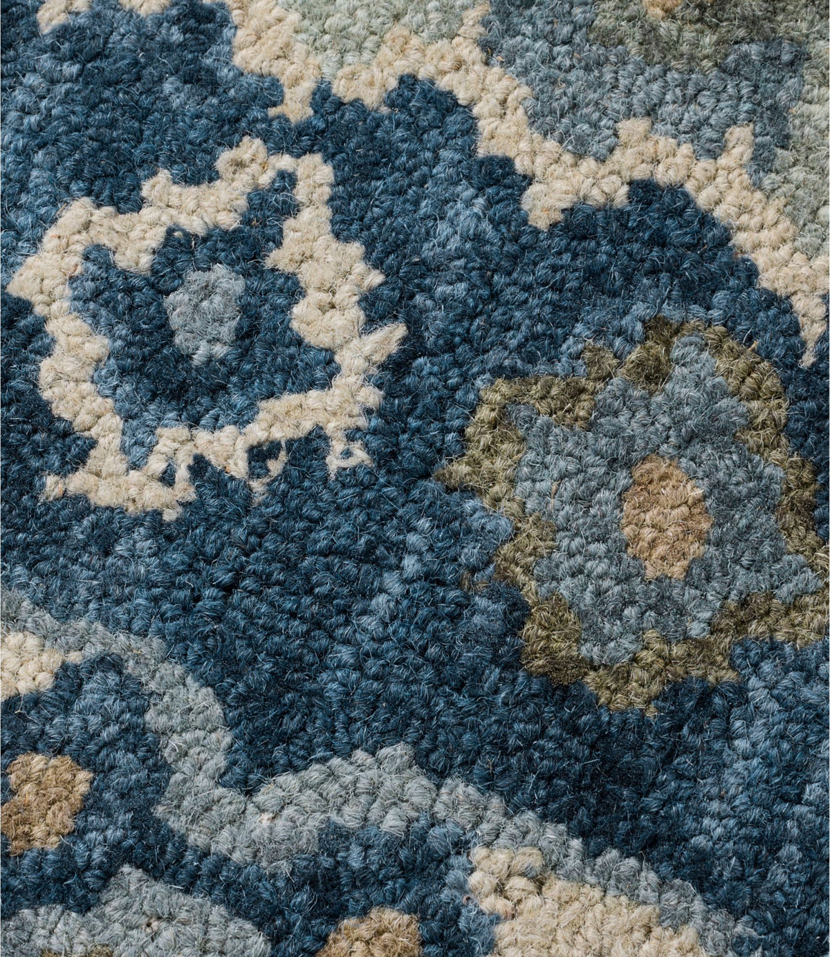 L.L.Bean Double Border Wool Hooked Runner Blue