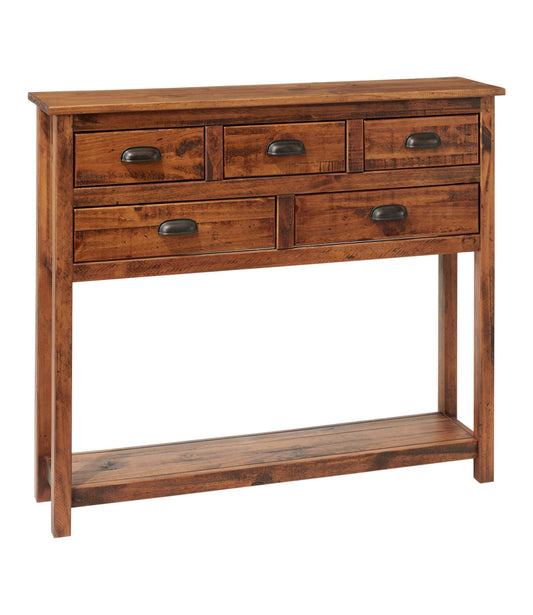 L.L.Bean Rustic Wooden Hall Console Table Dark Natural