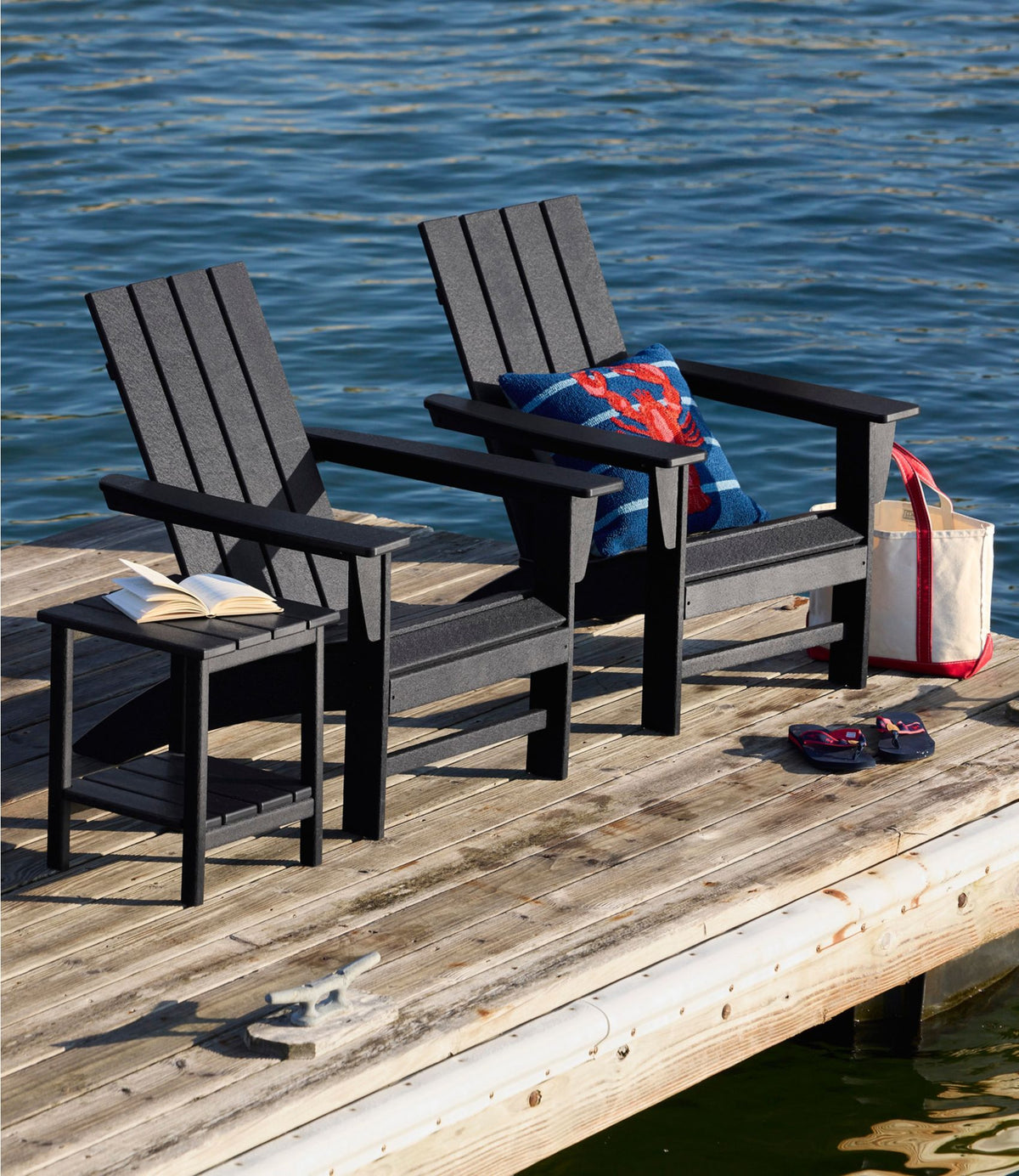 L.L.Bean All-Weather Square Side Table Classic Navy