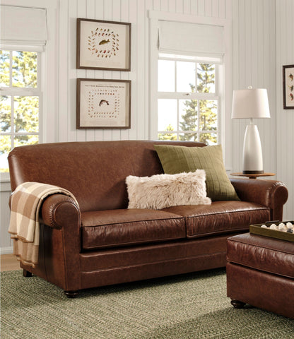 L.L.Bean Bean's Leather Lodge Sofa Chestnut Brown