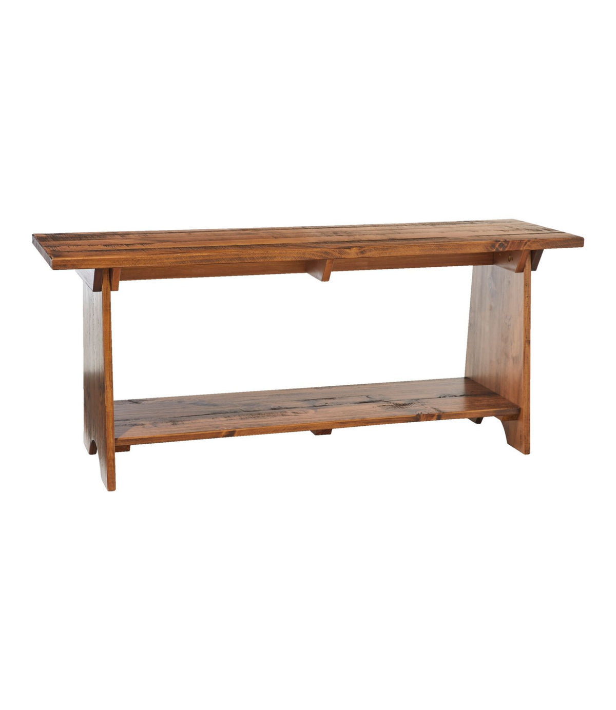 L.L.Bean Rustic Wooden Mudroom Bench, Large Dark Natural