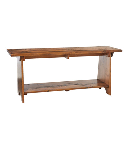 L.L.Bean Rustic Wooden Mudroom Bench, Large Dark Natural