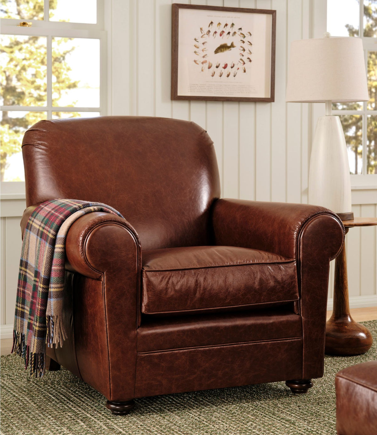 L.L.Bean Bean's Leather Lodge Chair Chestnut Brown