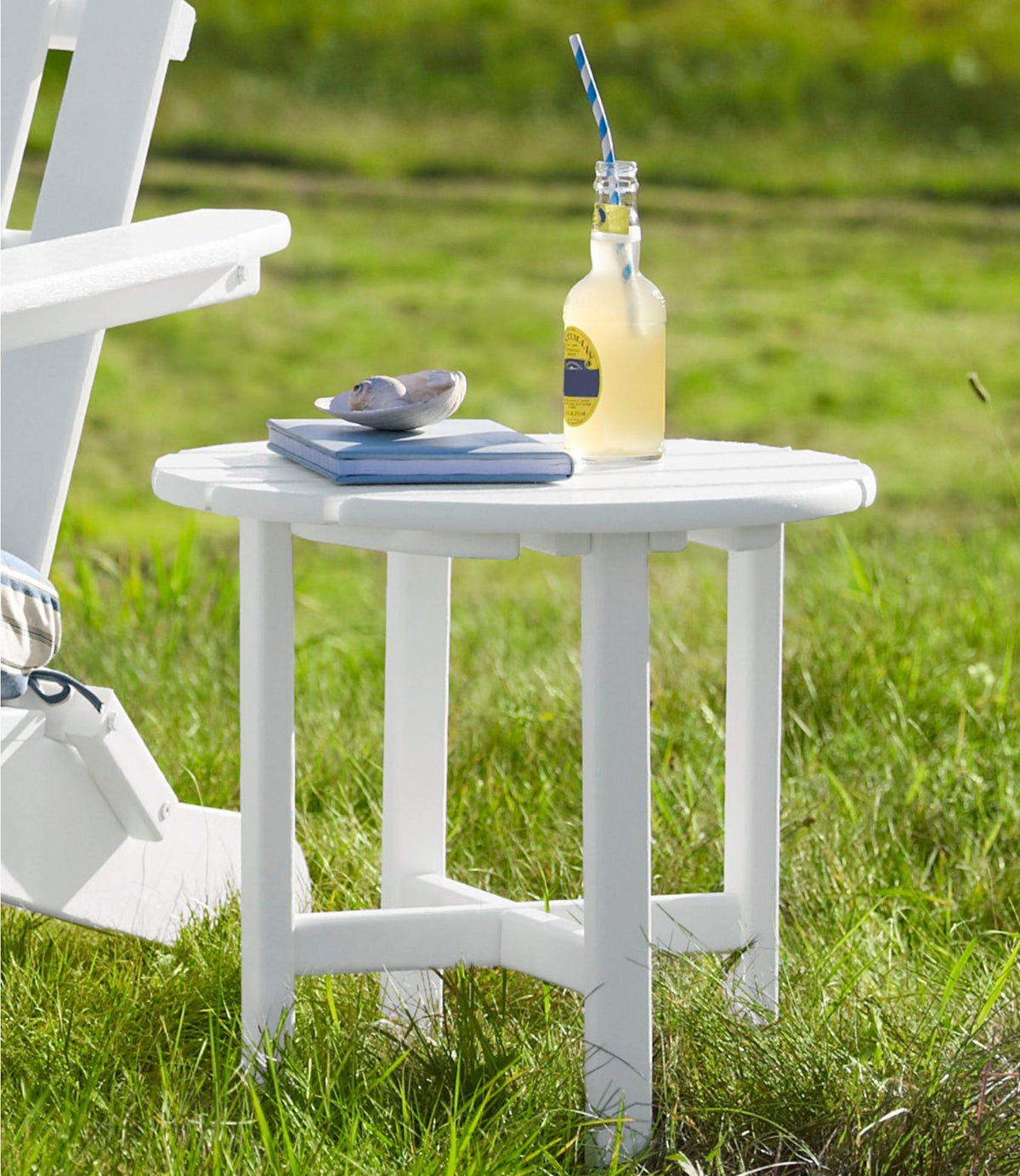 L.L.Bean All-Weather Round Side Table Classic Navy