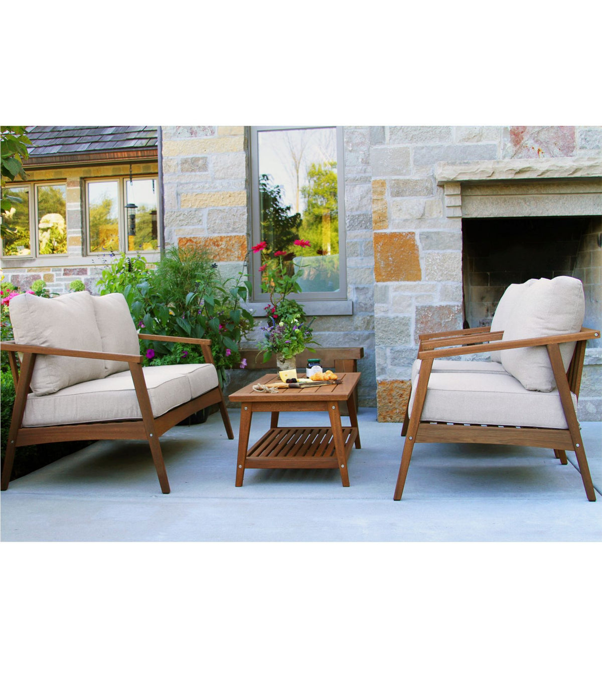 L.L.Bean Eucalyptus 4-Piece Patio Set Natural