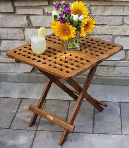 L.L.Bean Eucalyptus Folding Side Table Natural