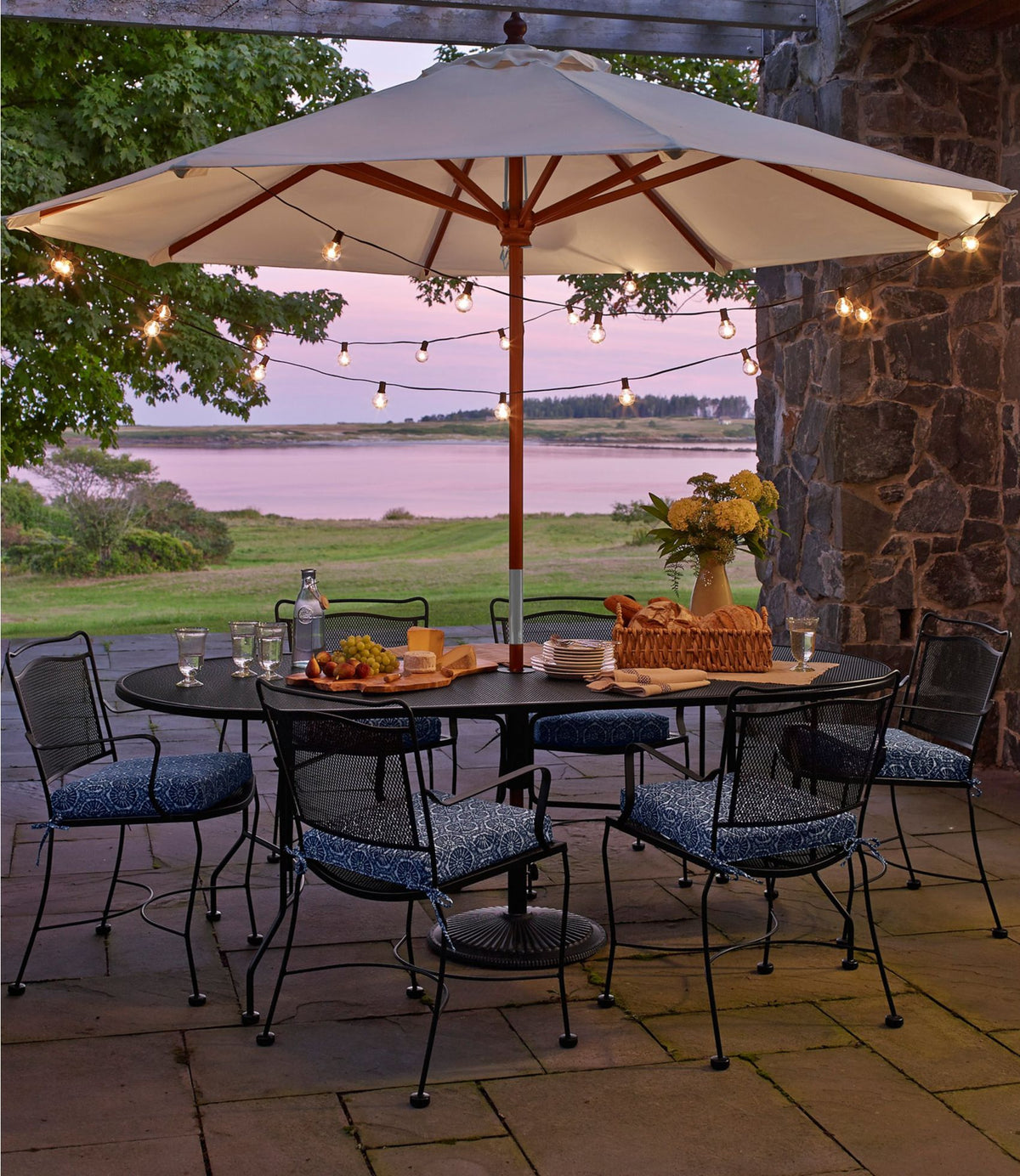 L.L.Bean Sunbrella Market Umbrella, Wood Gray