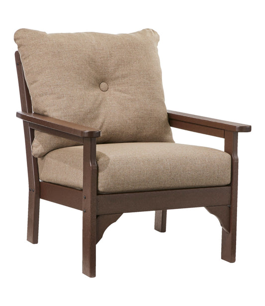 L.L.Bean All-Weather Patio Chair with Textured Cushion, Mahogany Spiced Burlap