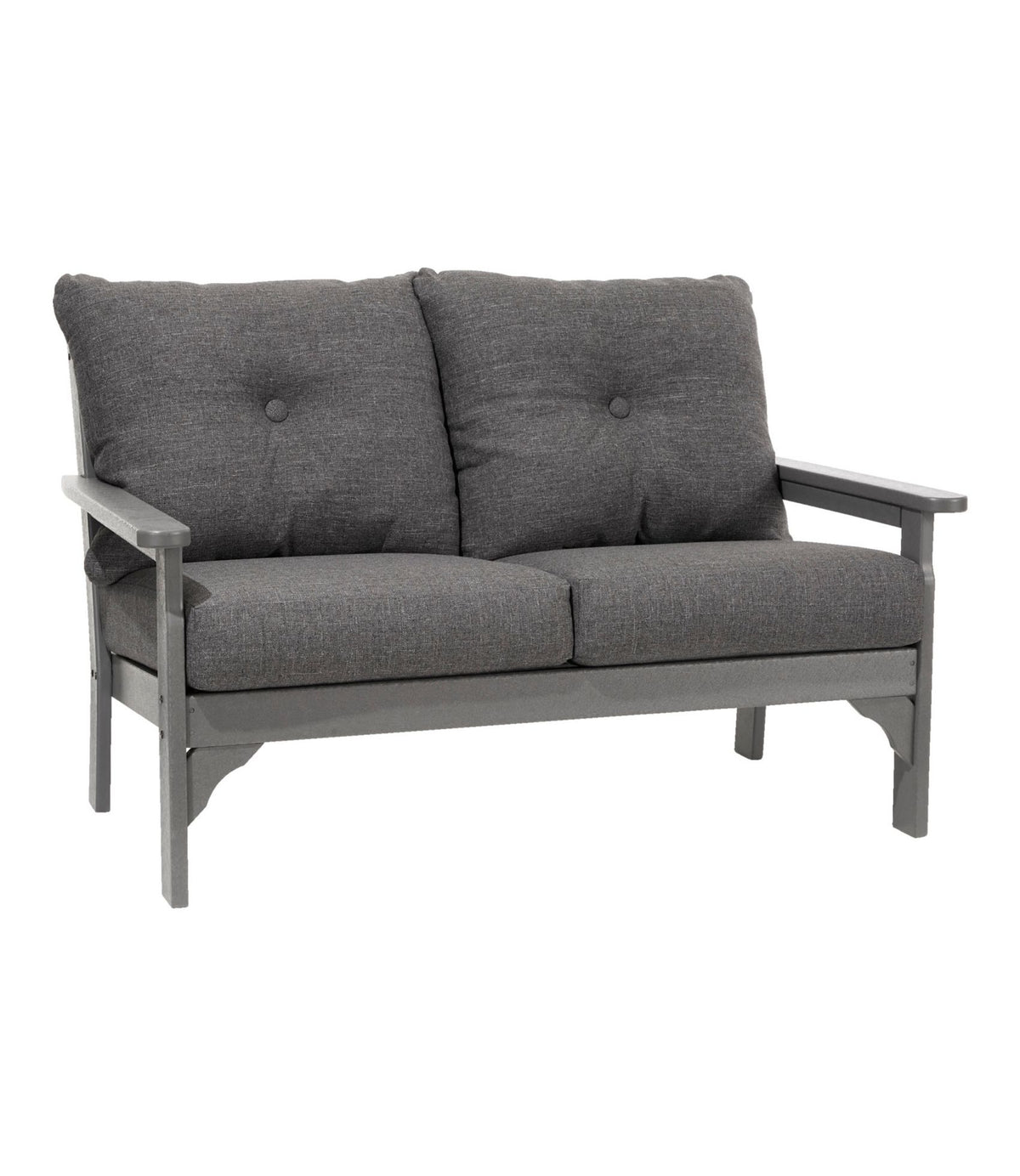 L.L.Bean All-Weather Patio Loveseat with Textured Cushion, Slate Gray Heathered Charcoal