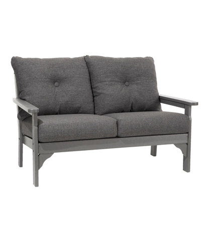 L.L.Bean All-Weather Patio Loveseat with Textured Cushion, Slate Gray Heathered Charcoal