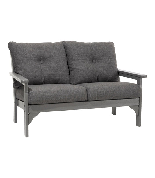 L.L.Bean All-Weather Patio Loveseat with Textured Cushion, Slate Gray Heathered Charcoal