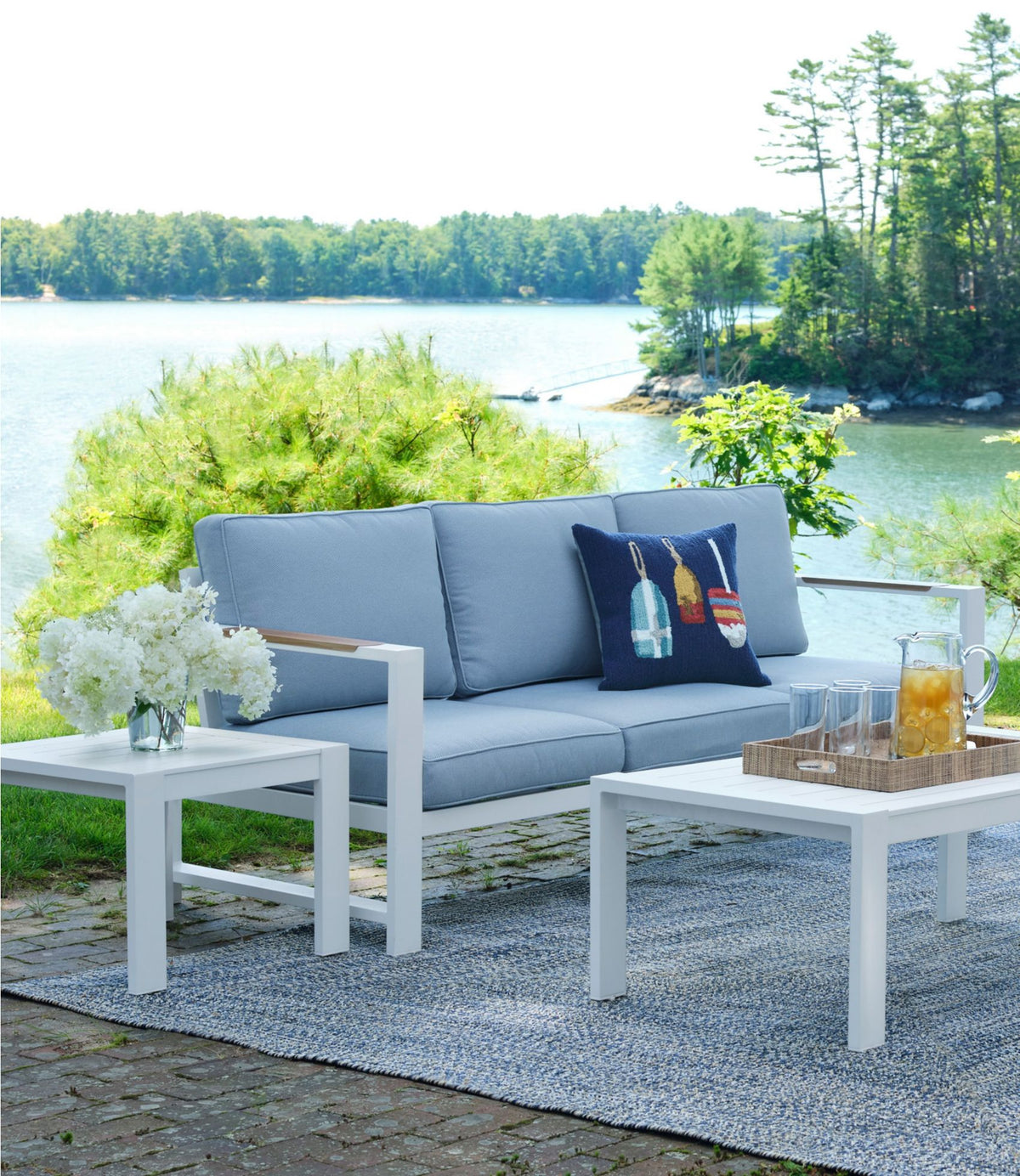 L.L.Bean White Aluminum Deep Seating Side Table White