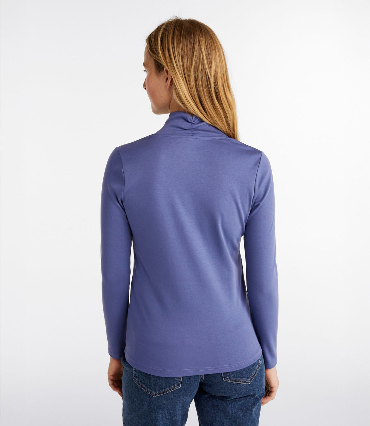 L.L.Bean Women's Pima Cotton Tee, Shawl Long-Sleeve Dark Twilight Blue