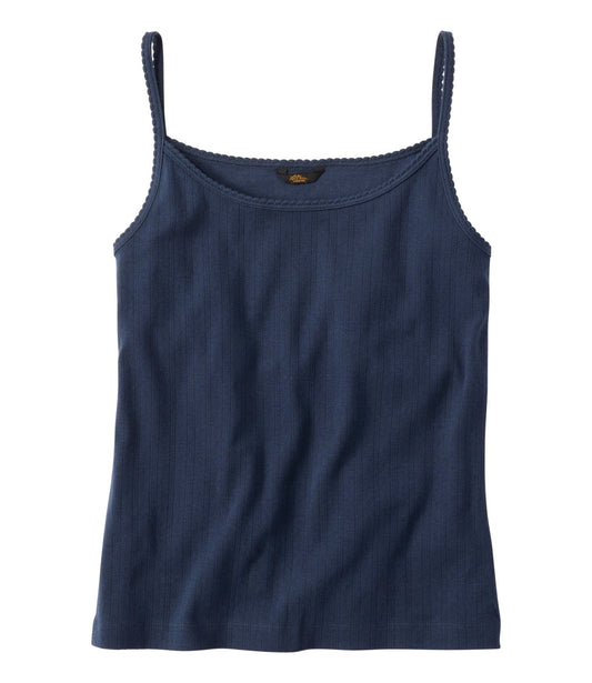 L.L.Bean Women's Signature Premium Essential Pointelle Cami Classic Navy
