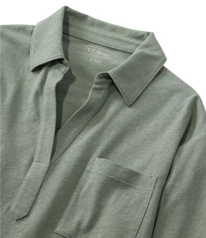 L.L.Bean Women's Lakeside Linen/Cotton Tee, Three-Quarter-Sleeve Splitneck Polo Classic Navy