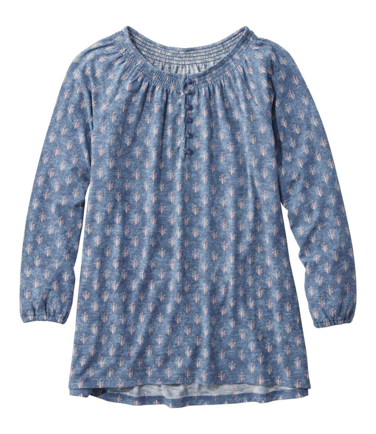 L.L.Bean Women's Camden Hills Tee, Three-Quarter-Sleeve Print Indigo Sunwashed Batik