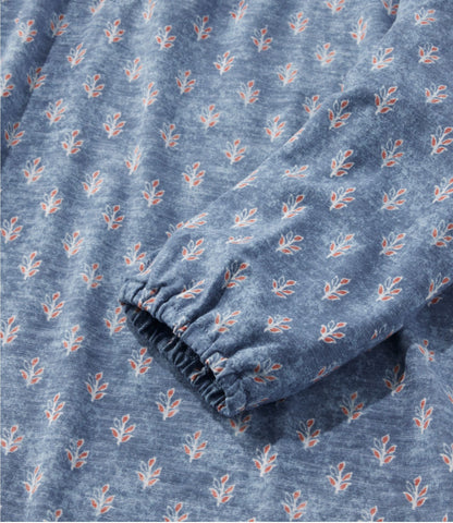 L.L.Bean Women's Camden Hills Tee, Three-Quarter-Sleeve Print Indigo Sunwashed Batik