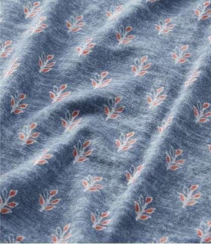 L.L.Bean Women's Camden Hills Tee, Three-Quarter-Sleeve Print Indigo Sunwashed Batik