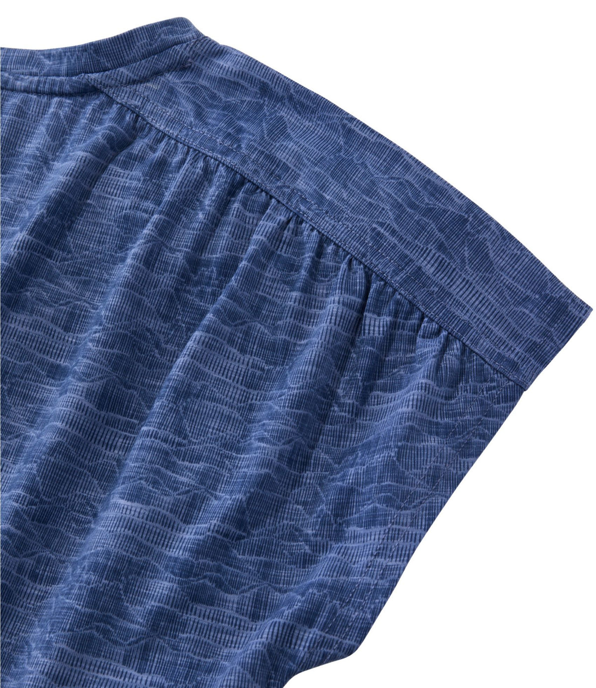 L.L.Bean Women's Streamside Tee, Short-Sleeve Ruched Crew Print Faded Sage Mountain