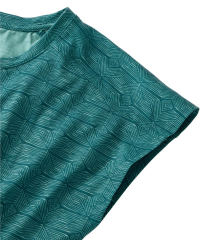L.L.Bean Women's Streamside Tee, Short-Sleeve Ruched Crew Print Faded Sage Mountain