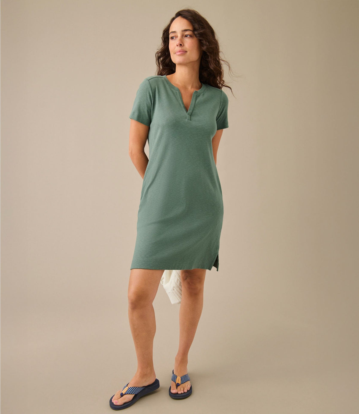 L.L.Bean Women's Rocky Coast Slub-Knit Splitneck Dress